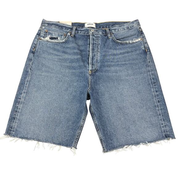 NWT AGOLDE 90s Frayed Hem Cut Denim Short In Precision Size 33 - Picture 4 of 7